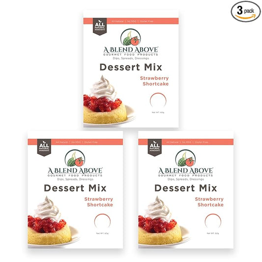 A Blend Above Strawberry Shortcake No-Bake Dessert Mix, 3 Pack, No-Bake Cheesecake, Fruit Dip, Dessert Mix, Bagel Topping, Frosting, Cheesecake Filling, Quick and Easy to Make, Makes 16 Ounces, Cream
