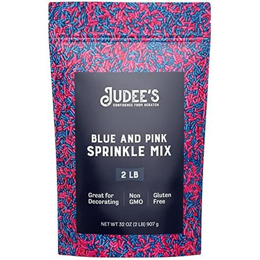 Judee's Gluten Free Gender Reveal Blue and Pink Sprinkle Mix 2 lb - Gluten-Free and Nut-Free - Brighten Up Your Baked Goods for Cookie Cake Decoration Use for Baking as Dessert Ice Cream Toppings