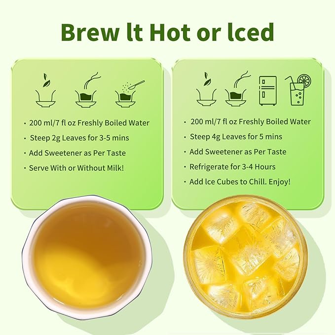 KHS Green Tea Loose Leaf, 7.06 Oz Organic Green Tea Leaves Fresh & Elegant Flavor Natural USDA Organic Loose Green Leaf Tea for Hot or Iced Tea Beverages -200g