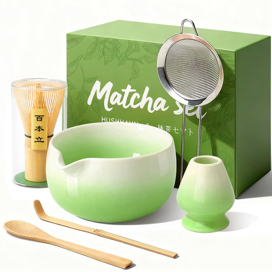 HUSHHAVN Matcha Whisk Set with Ceramic Bowl & Bamboo Chasen