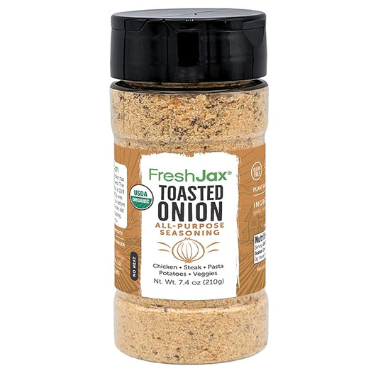 FreshJax Organic Toasted Onion Powder, 7.4 oz ??All-Purpose Onion Seasoning for Cooking, Non-GMO, Gluten-Free, Keto & Paleo Friendly, No Preservatives