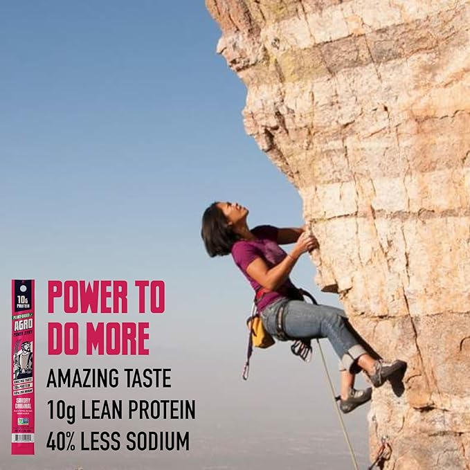 AGRO POWER Vegan Jerky Sticks ??Savory Original Flavor ??7-Stick Bag of Plant-Based Jerky with 10g Protein ??Non-GMO, Low Sodium, High Protein Vegan Snack ??Vegetarian Meat Alternative