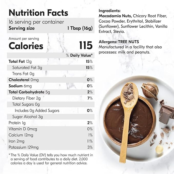 House of Macadamias Macadamia Nut Butter, Chocolate - 8.8oz - No Added Sugar, No Palm Oil, Plant-based, No Artificial Ingredients, Keto, Vegan, Creamy