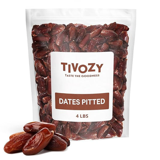 Pitted Dates 4lbs pack of Deglet Noor Dates Pitted, Bulk, Delicious and Nutritious Deglet Date Ideal for Baking, Energy Bites and Salads, Whole Dried and Ready to Eat