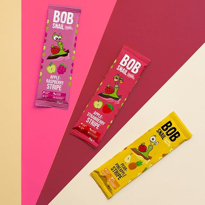 BOB SNAIL Healthy Organic Fruit Snacks for Kids and Adults ??30 Organic Fruit Leather Snacks with Strawberry, Raspberry, Pineapple ??Vegan Low-Carb Variety Pack Strips for Kids ??Sugar Free Jerky Bars