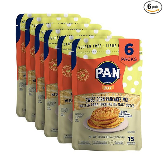 P.A.N Sweet Corn Pancakes Mix ??Gluten Free Easy to Prepare 1 lb (Pack of 6)