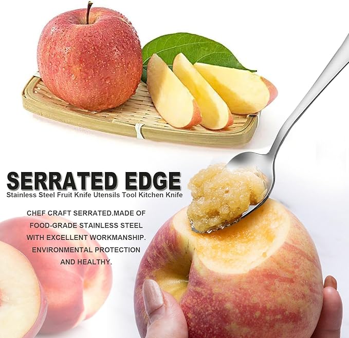 Grapefruit Spoon Knife Serrated Edge Stainless Steel Fruit Knife Grapefruit Utensils Tool Dessert Spoons for Citrus Lemon Kiwi Melon Pitaya Apple Fruit Puree