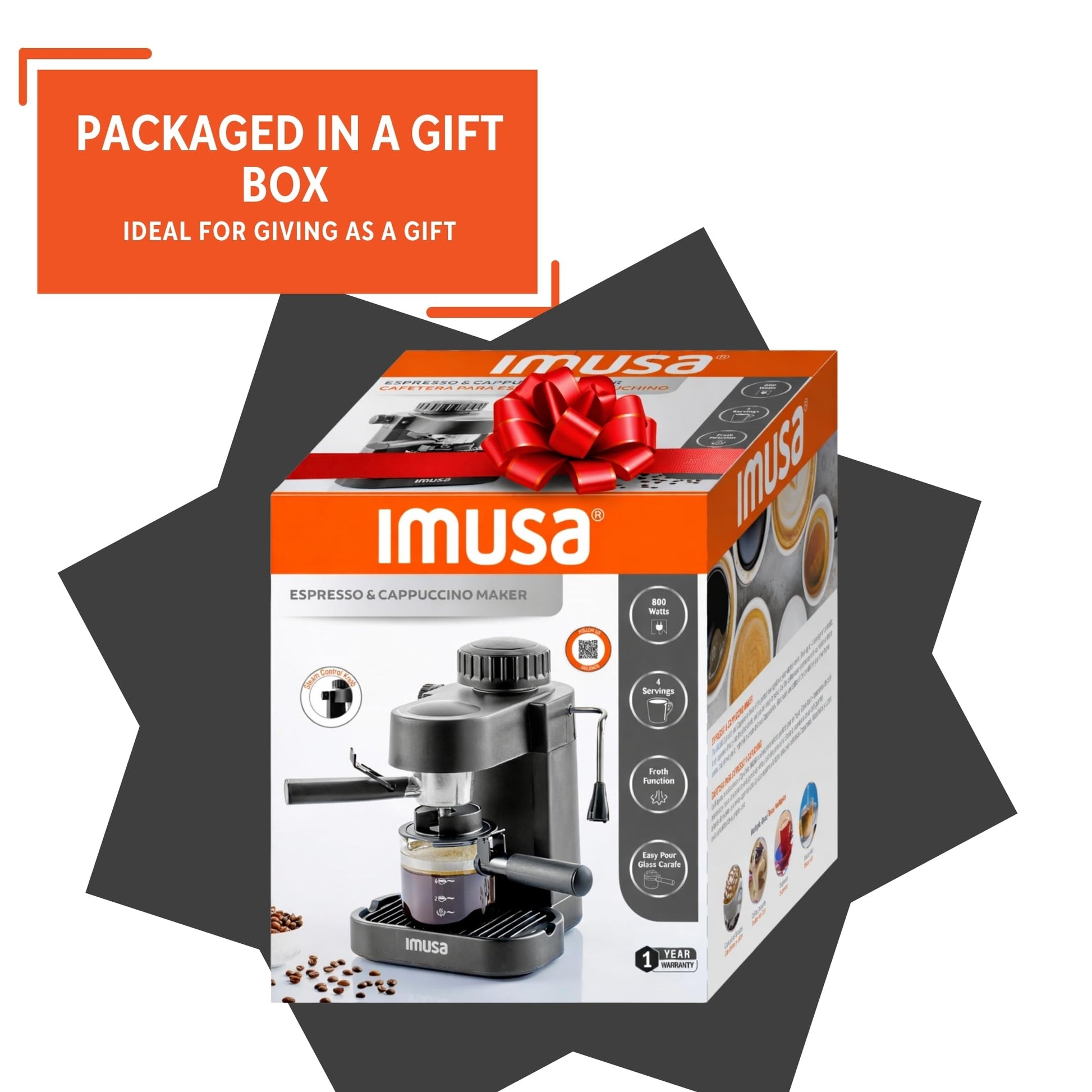 IMUSA 4 Cup Electric Espresso Cappuccino Coffee Maker, Black