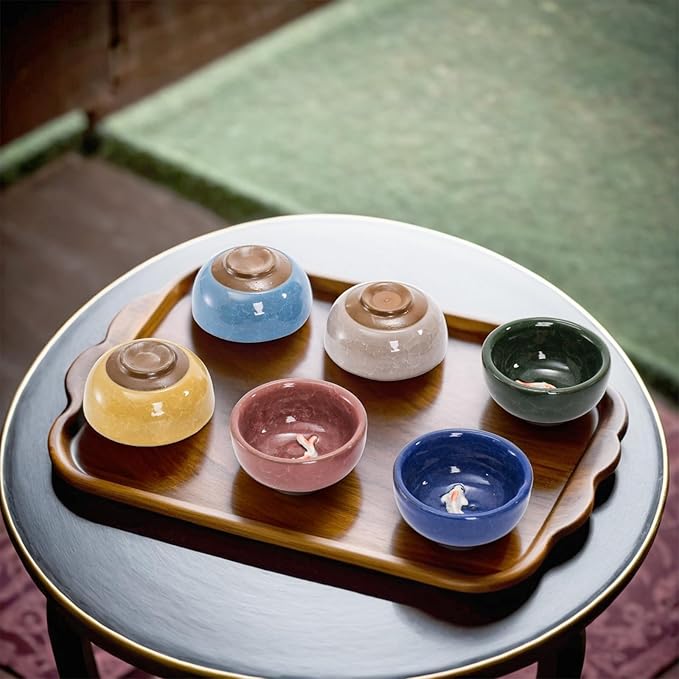 Foraineam 12 Pieces Ceramic Sake Tea Cups, Korean Soju Shot Glasses Sets, 1 oz / 30ml Tiny Sake Cup, Chinese Kungfu Style Teacups Drinkware Handcrafted Tea Accessories with Gift Box Packaging