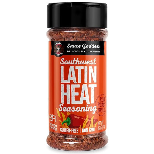 Sauce Goddess - Southwest Latin Heat Shaker - Mexican Rub, Taco seasoning with Cumin, Oregano, Cayenne & Red Chiles, No Sugar, Low Sodium, Gluten-Free - 4.2 oz