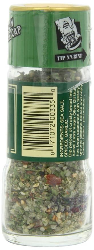 Alessi Herb & Seasoning Grinder, Dipping Spices for Olive Oil, Tip n' Grind (Garlic, 0.76 Ounce (Pack of 4))