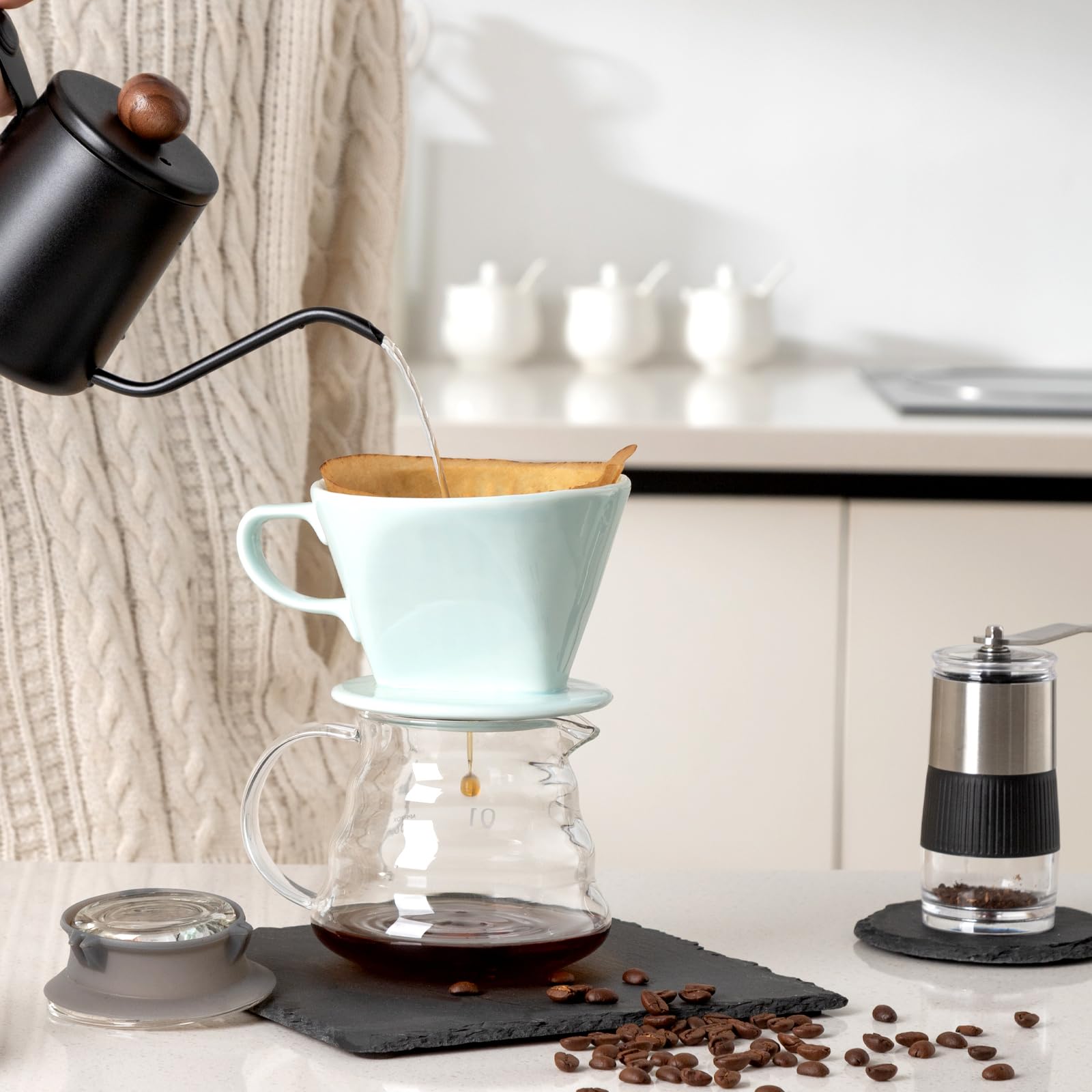 LHUKSGF Pour Over Ceramic, Coffee Dripper Ceramic Coffee Maker,Green