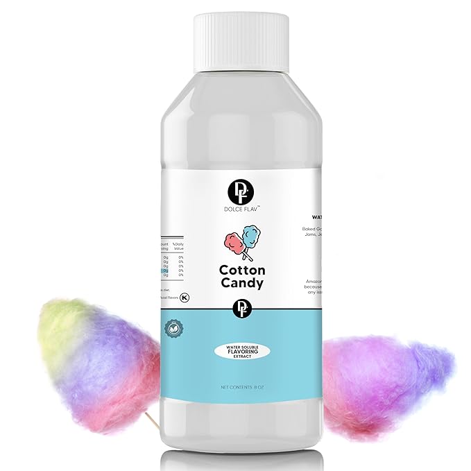Dolce Flav Cotton Candy Extract ??8 Ounce Water-Soluble Kosher, Sugar-Free, Concentrated Carnival-Style Flavoring for Baking, Frostings & Drinks, Includes Measured Dropper
