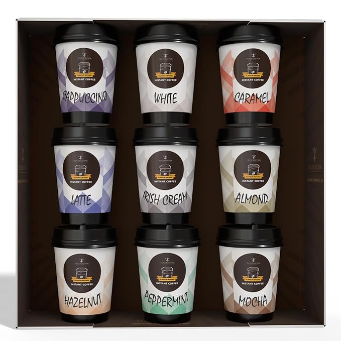 Coffee Gifts - Instant Coffee Gift Set For Men, 9 Flavoured, Coffee Lover Gifts |Coffee Gifts For Women, Men |Coffee Sampler Gift Set |Coffee Hamper Gifts |Gifts For Men & Women