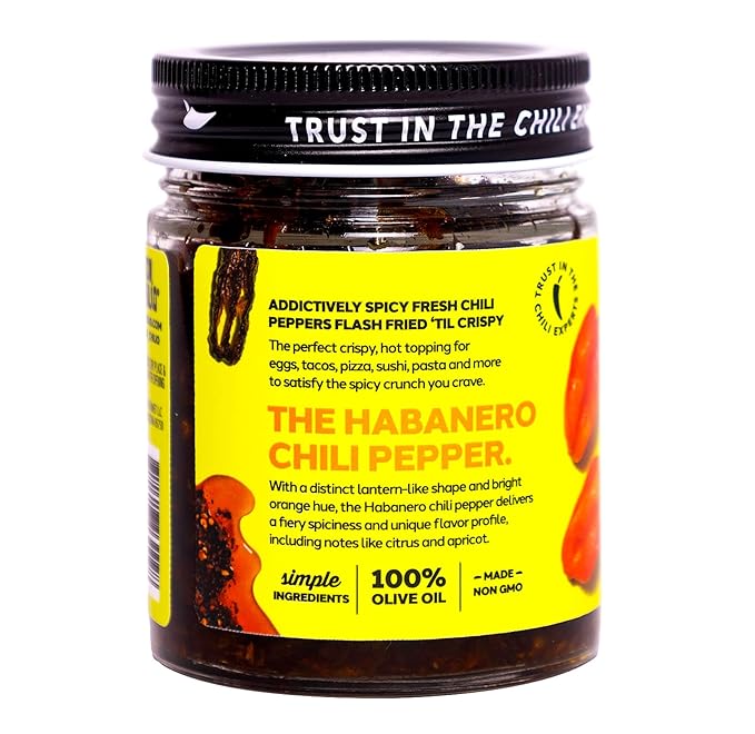 Don Chilio Hot Habanero Mexican Chile Crisp, 5 oz. ??Crunchy Sliced Habanero Fried Chili Peppers in Hot Seasoned 100% Olive Oil ??Keto-Friendly, Vegan, Gluten Free