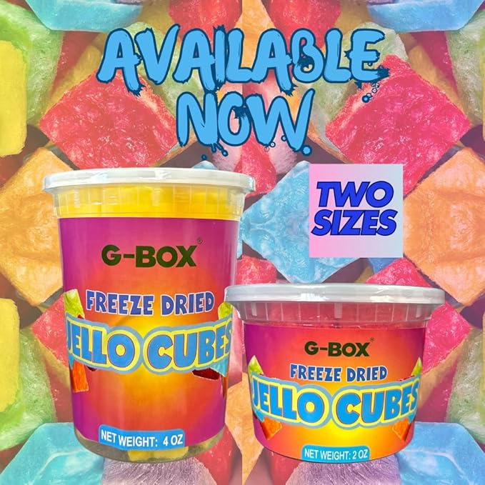 G-Box Freeze-Dried Lime Jello Cubes - 4 oz | USA-Made Freeze Dried Jelly | Freeze-Dried Candy | Trending TikTok Snack, TikTok Trend Items, Fruit Jelly Candy (Lime Jelly Snack, Large)