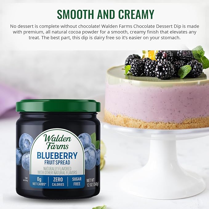 Walden Farms Fruit Spread Variety Pack Blueberry, Raspberry & Strawberry Fruit Flavors – Zero Calorie, Low Carb, Keto-Friendly, Vegan, Sugar-Free – 3-Pack, 12 oz Bottles