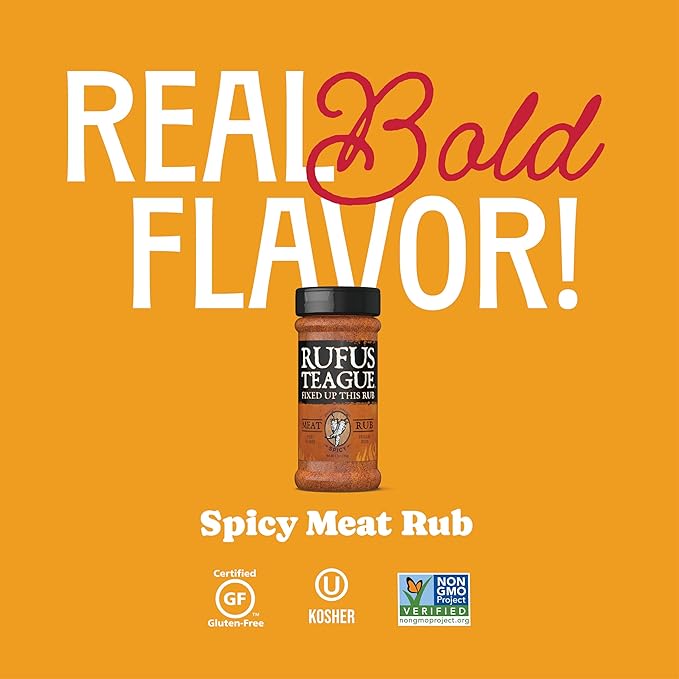 Rufus Teague Spicy Meat Rub, 2 Pack, Premium Barbecue Seasoning & Dry Rub for Smoking and Grilling, Award-Winning Flavor for Beef, Pork & Chicken, Gluten-Free, 6.5 oz