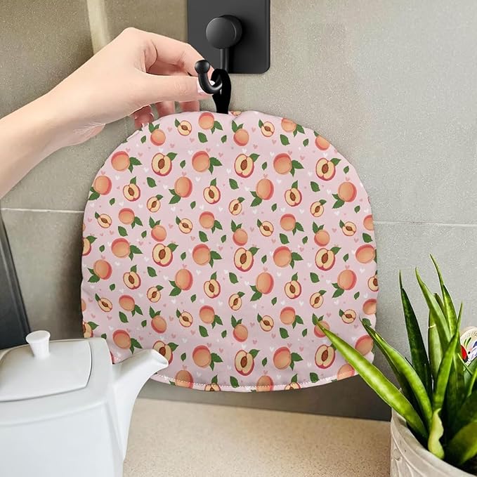 Pink Peach Print Large Tea Cozy for Teapot Extra Thick Tea Pot Cover Home Kitchen Decoration Insulated Teapot Cozy Dust Kitchen Accessories for Home Daily