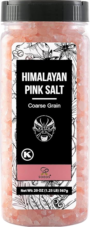 Soeos Himalayan Salt - Coarse Grain, 20 oz, Himalayan Pink Salt, Pure Rock Salt for Grinders and Salt Mills, Kosher & Natural Certified, Healthy