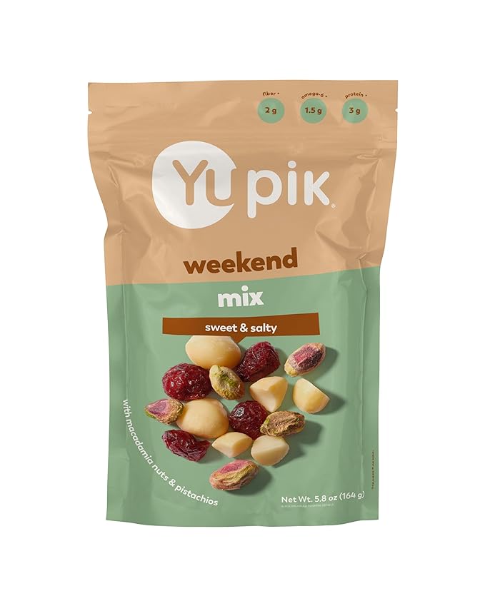 Yupik Weekend Mix, 5.8 Oz Gluten-Free, Kosher, Non-GMO, Guilt-Free Snack, Sweet & Salty Nuts, Pistachios, Macadamia Nuts & Cranberries, Healthy Trail Mix