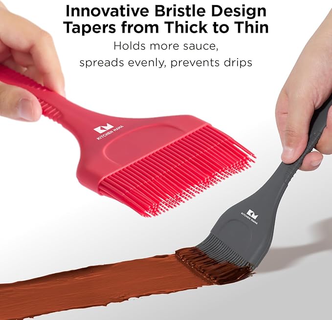 Kitchen Mama Platinum Silicone Extra Wide Pastry & Basting Brush Utensil Set ??Heat Resistant, Dishwasher Safe, BBQ Grilling, Cooking, Baking, Perfect For Outdoor, and Butter, Egg Wash, Oil and Sauce