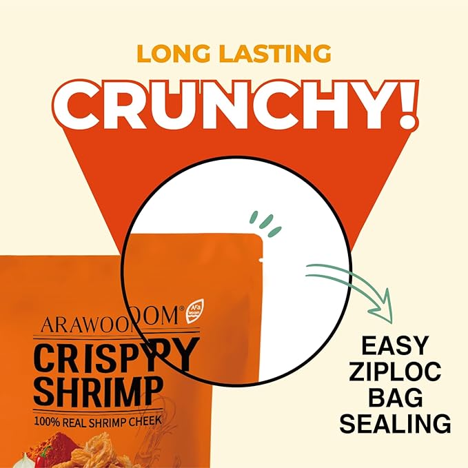 ARAWOOM - 100% Real Black Tiger Shrimp Head Crisps, Cajun Pack [16oz, Pack of 1], Crispy Seafood Snack, High-Protein Crunch, Crunchy On-the-Go Treat