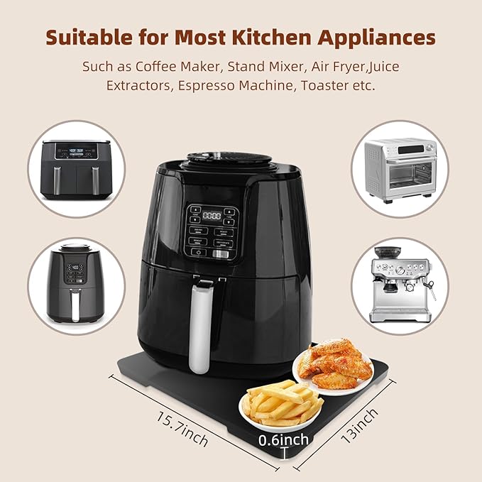 360째 Rolling Tray Bamboo Appliance Slider for Kitchen Appliances, for Breville Espresso Machine Accessories, Sliding Tray for Coffee Maker Appliances Mat Easily from Under The Cabinet Black 13"횞15.7"