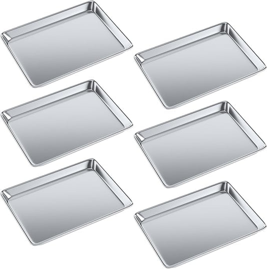 Pack of 6 | 13 in. x 18 in. Half Size Aluminum Bun. / Sheet Pan | Ideal for baking, roasting, cooling, prepping, or storing - a must-have in restaurants, bakeries, and busy kitchens.