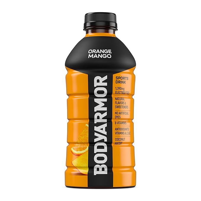 BODYARMOR Sports Drink Sports Beverage, Orange Mango, Coconut Water Hydration, Natural Flavors With Vitamins, Potassium-Packed Electrolytes, Perfect For Athletes, 28 Fl Oz (Pack of 15)