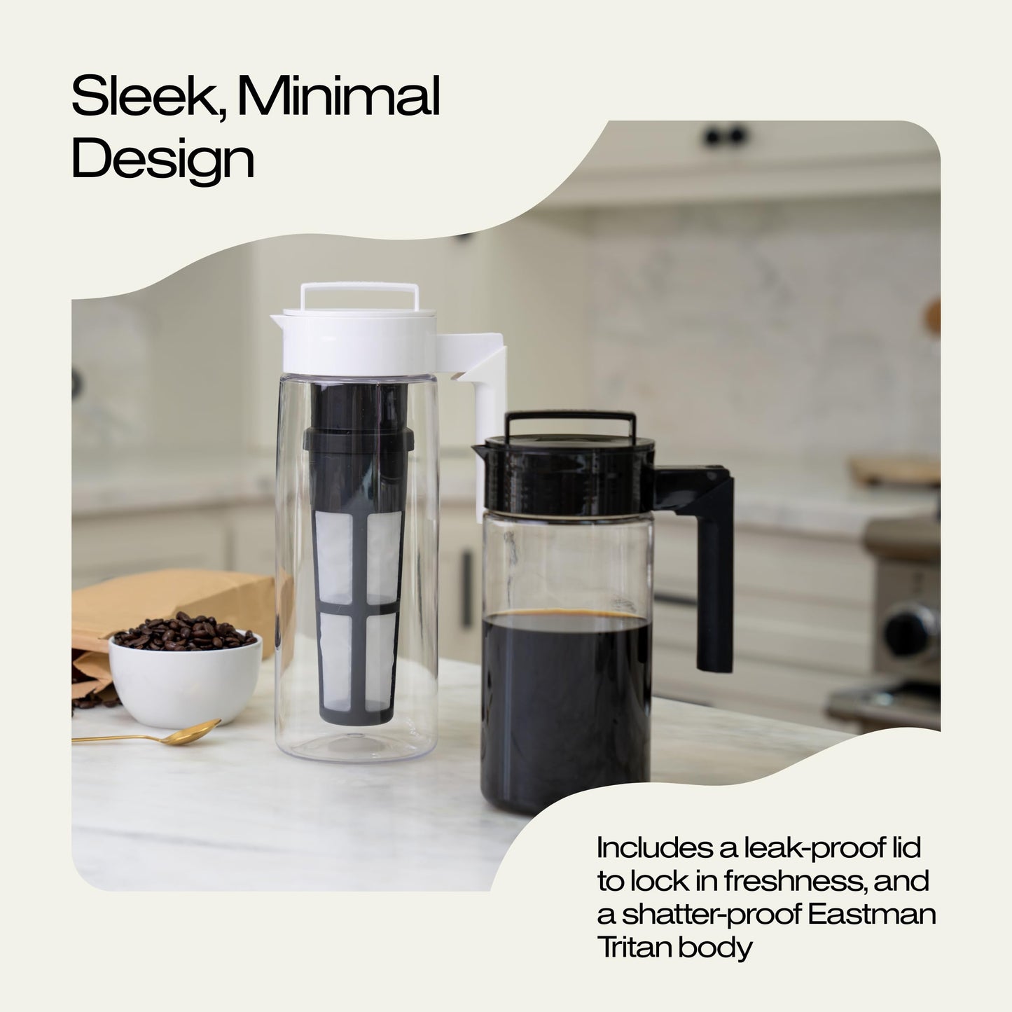Takeya Deluxe Cold Brew Coffee Maker - BPA-Free Tritan Pitcher with Airtight Leakproof Lid