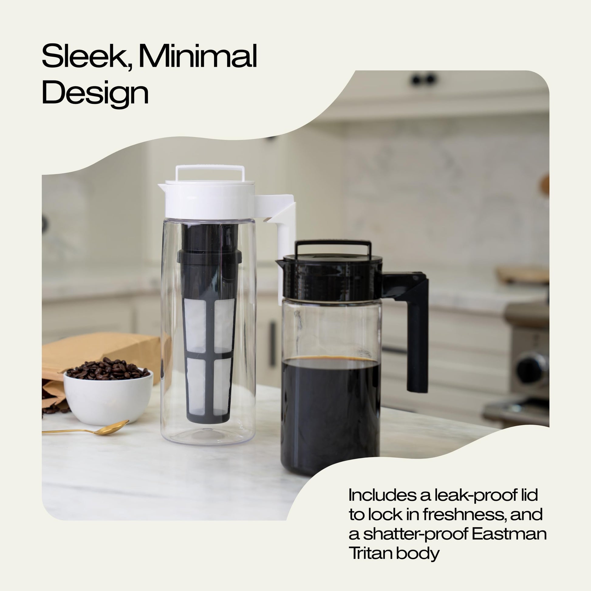 Takeya Deluxe Cold Brew Coffee Maker - BPA-Free Tritan Pitcher with Airtight Leakproof Lid