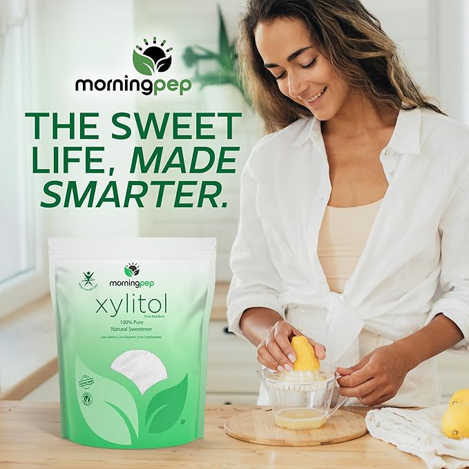 Morning Pep Pure Birch Xylitol (Keto Diet Friendly) Sweetener with no aftertaste 2.5 LBs (Not From Corn) NON GMO KOSHER GLUTEN FREE PRODUCT OF USA. 40 OZ