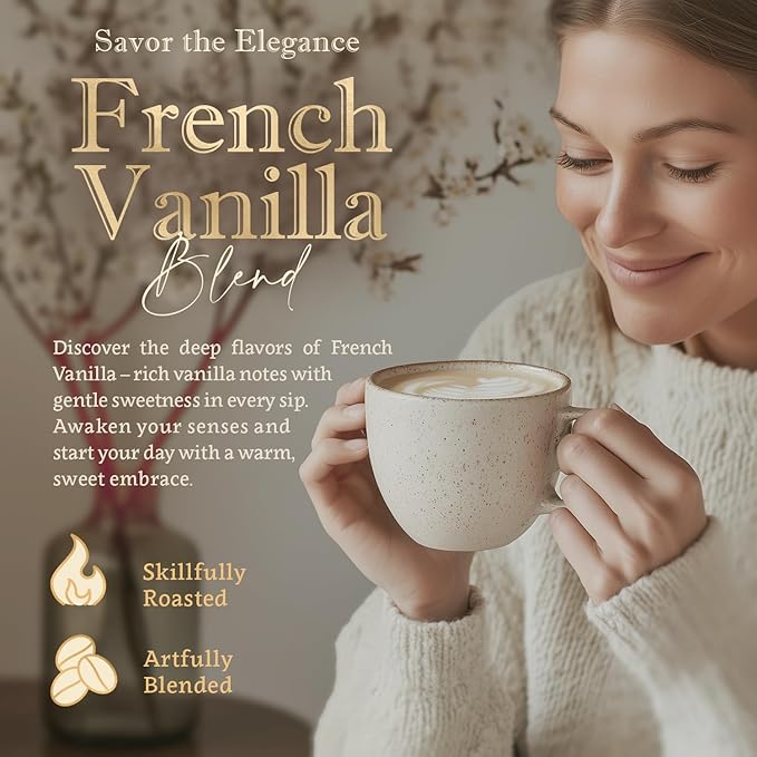 Flavored Ground Coffee ??French Vanilla, 100% Arabica, Single Origin, Medium Roast, USDA Organic, Naturally mint Flavored ??by Coffea Flavor