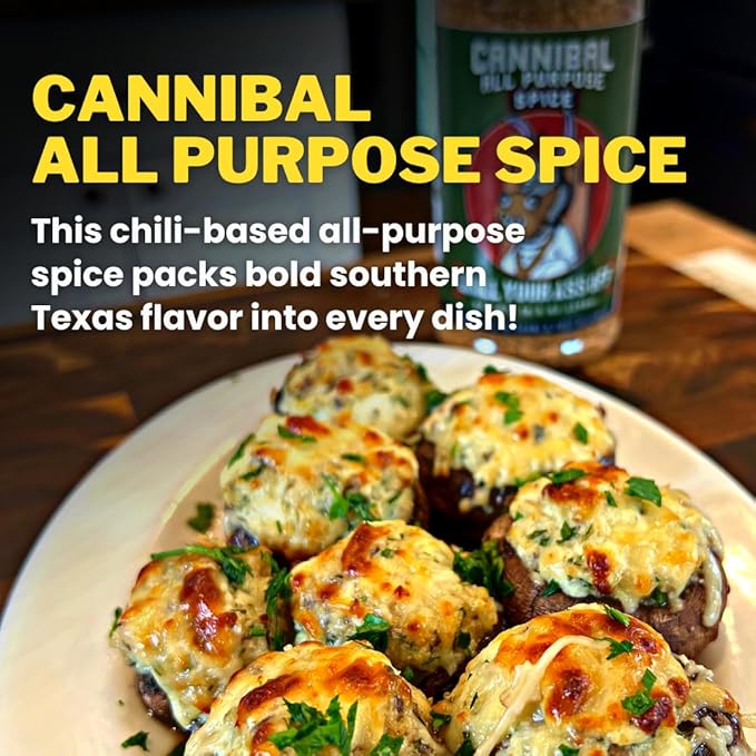 GYAO Cannibal BBQ Seasoning – 10oz Chili-Based Southern Texas BBQ Rub for Steak, Beef & Burgers – MSG & Gluten Free – USA Made & Veteran Owned