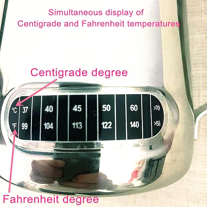 Milk Frothing Pitchers 21 oz (600 ml) with Integrated Thermometer,Latte Art Jug Stainless Steel Creamer Temperature Espresso Steaming Pitchers