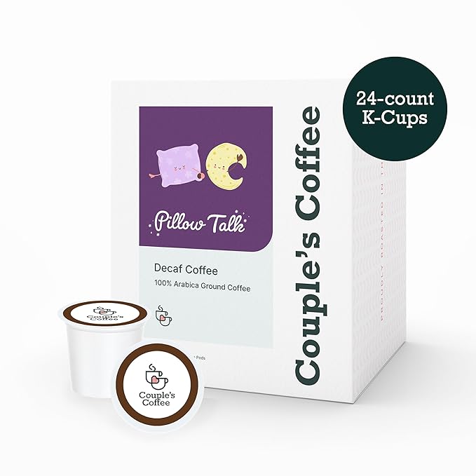 Couple's Coffee K-Cups | Decaf Coffee Pods | Gives Back to Military Families | Pillow Talk | Compatible with K-Cups & Single Serve Brewers | 24 Count