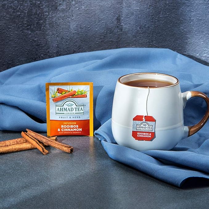 Ahmad Tea Herbal Tea, Rooibos & Cinnamon Teabags, 20 ct (Pack of 1) - Decaffeinated & Sugar-Free