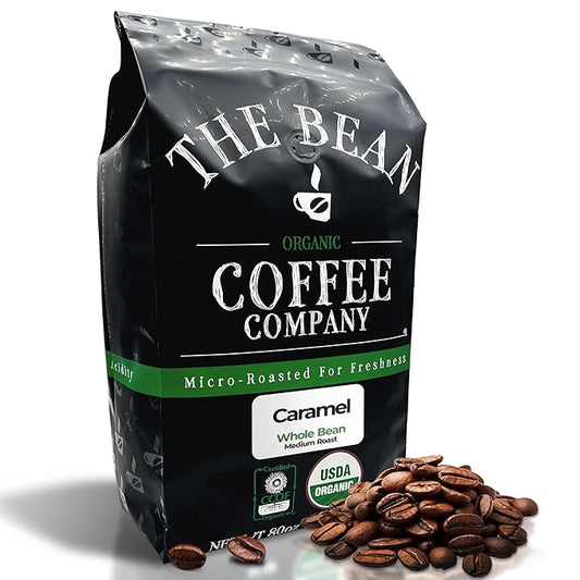 The Bean Organic Coffee Company Caramel, Medium Roast, Whole Bean Coffee, 5-Pound Bag