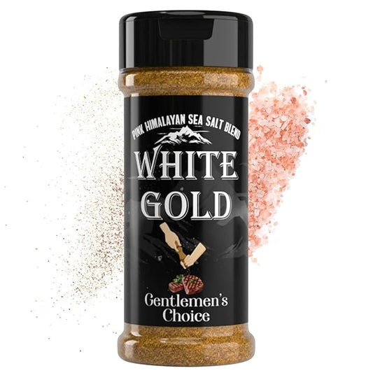 White Gold Seasoning - Gentlemen's Choice Pink Himalayan Sea Salt Blend - Gourmet All Purpose Seasoning & Rub for Meats & Vegetables, Natural Ingredients, Gluten-Free, Vegan, Keto Friendly