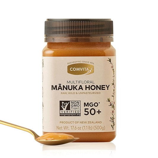 Comvita Manuka Honey MGO 50+ Multifloral - Raw Manuka Honey New Zealand, Pure & Unpasteurized for Tea & Wellness, Superfood Sugar Alternative, Wild, Non-GMO - 500g (17.6 oz)