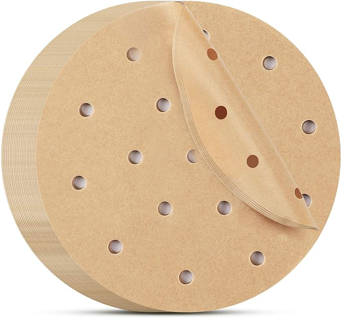 Beasea Air Fryer Round Liners 6 Inch, 200pcs Parchment Paper Unbleached Filter Paper Perforated Parchment Paper Bamboo Steamer Papers for Air Fryer and Steaming Basket
