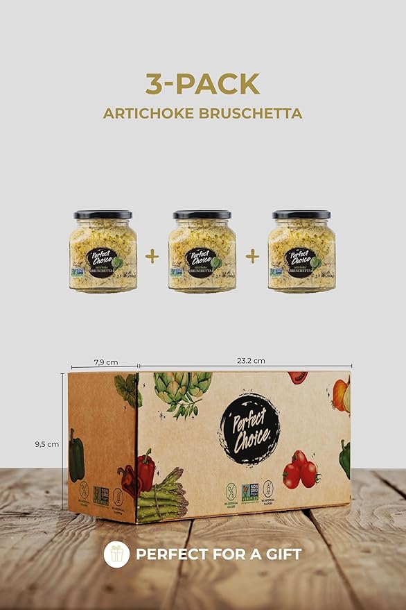 Perfect Choice Artichoke Bruschetta - Delicious Bruschetta Bread Spread - Ready-to-eat Dip - 9.9 oz (Pack of 3)