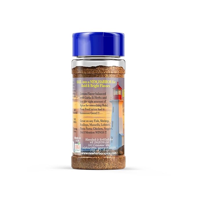 New Harbor Seasoning - Lemon Garlic | All Natural Seasoning | Perfect for Grilled Fish, Shrimp & Wings | Made in America |