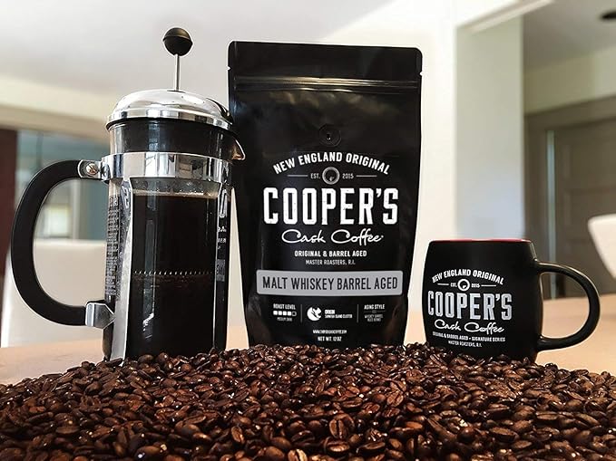 Single-Malt Whiskey Barrel Aged Coffee - Ground - Sumatra Beans Aged in Stout Whiskey Barrels -12 oz