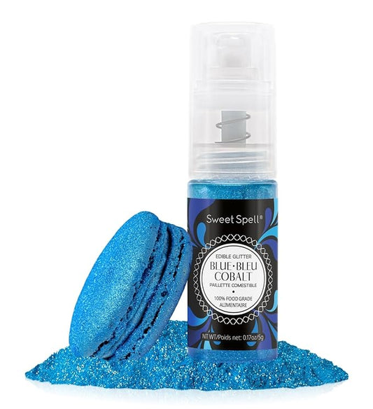 Sweet Spell Edible Cake Glitter Spray ??Shimmering Magic for Cakes Decorating & Cocktails ??100% Edible, Food-Grade, Vegan, Gluten-Free (Blue)