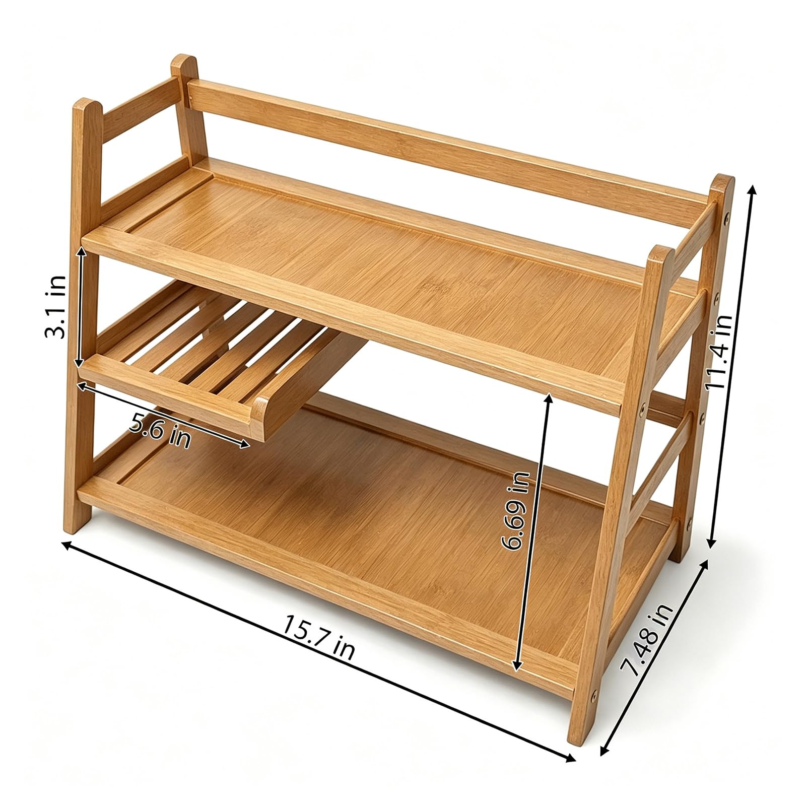 Lnncdsc 3 Tier Bamboo Matcha Station, coffee station organizer Shelf