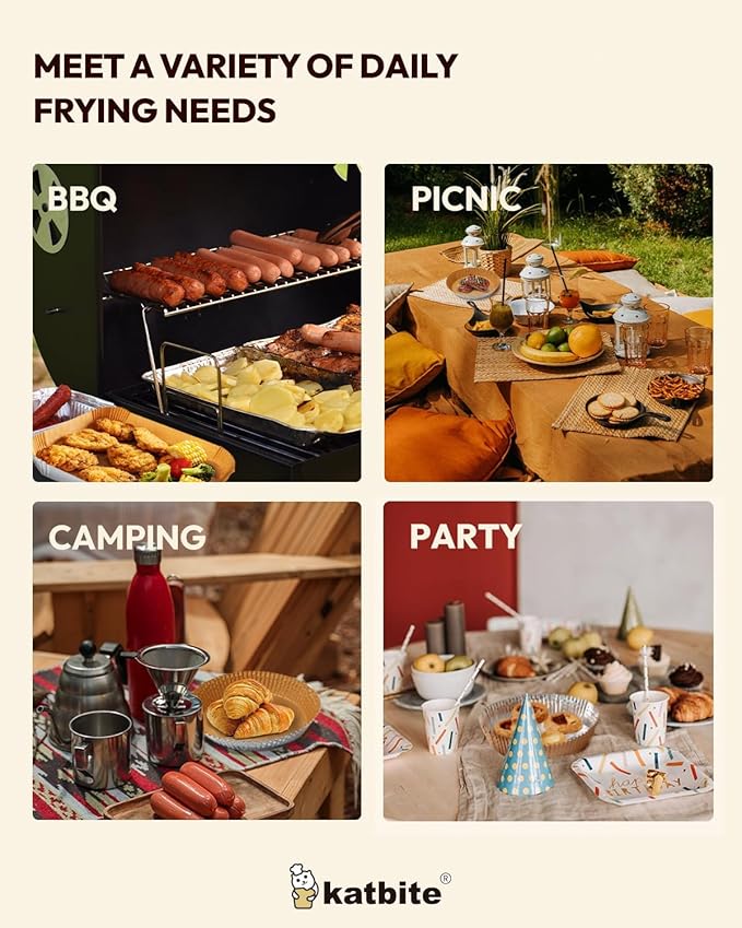 Katbite Rectangle Air Fryer Liners Disposable for Greasy Foods,8.6x5.5",Non-Stick Food-Grade Paper Inside &Reinforced Aluminum Outside,Airfryer Accessories for Dual Basket,Foodi DZ201,DZ401,DZ090