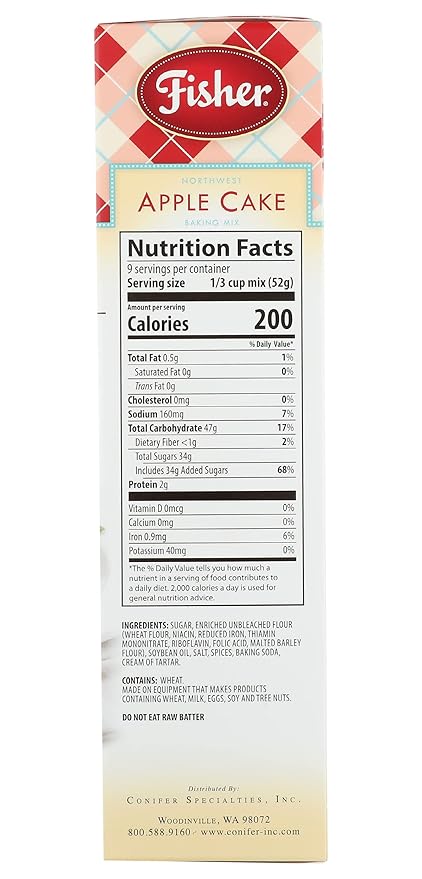 Fisher Northwest Apple Cake Mix, 16.5 OZ (Pack of 1)