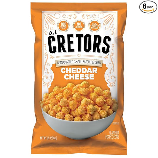 G.H. Cretors??Cheddar Cheese Popcorn ??Savory Gourmet Cheese Corn in Convenient Individual Bags, 6.5 Oz (6 Pack)
